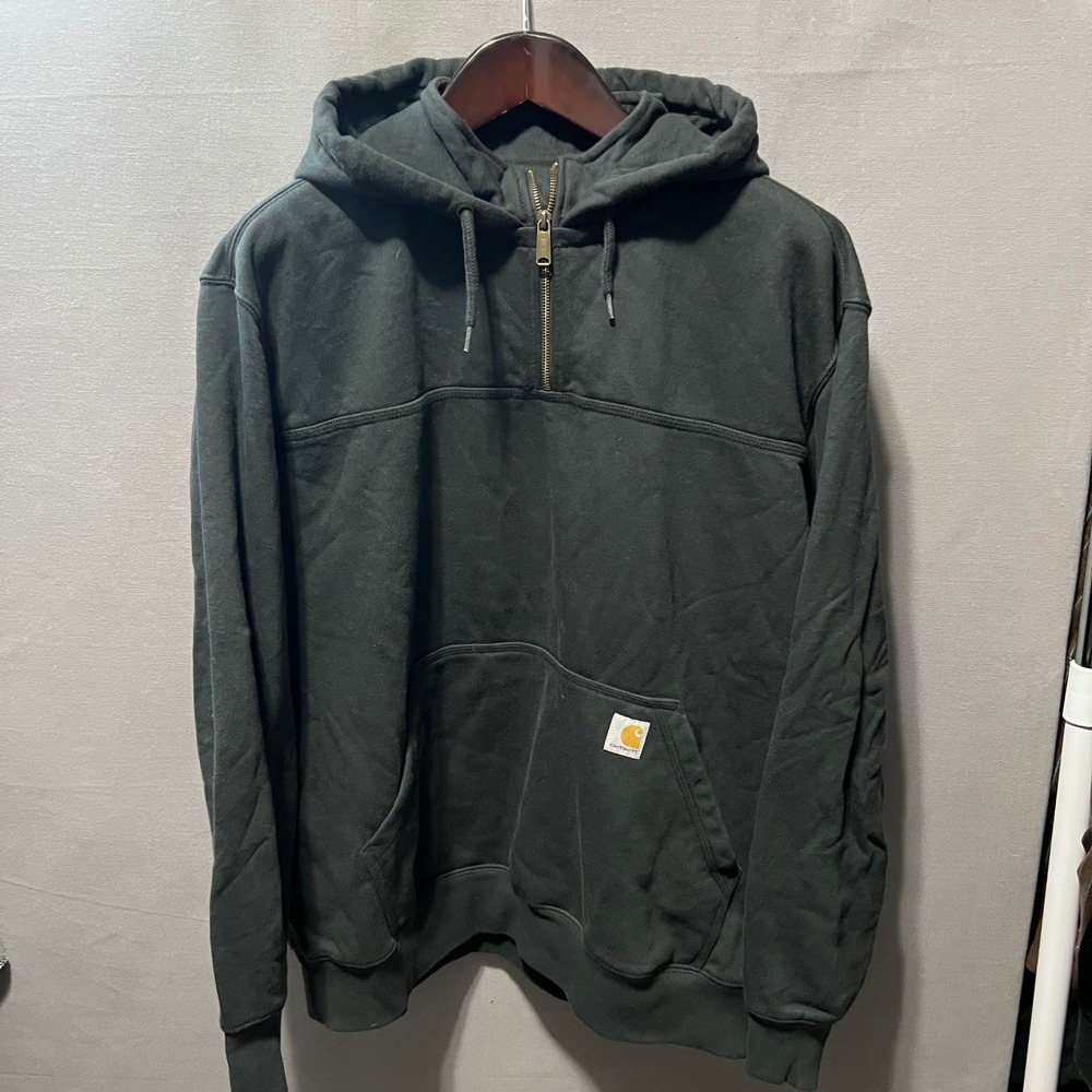 Carhartt Rain Defender Quarter Zip Hoodie Mens 2XL Loose Fit Black Sweatshirt
